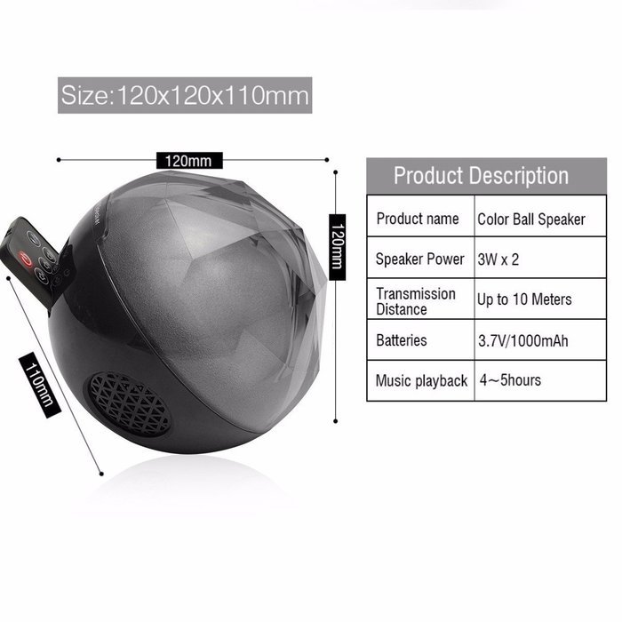 Bluetooth Speakers,ELEGIANT Hi-Fi Portable Wireless Stereo Speaker with Remote Control,LED Color Changing Ball... N7