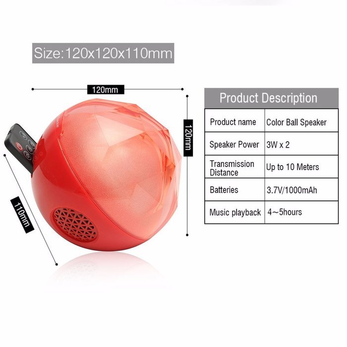 Bluetooth Speakers,ELEGIANT Hi-Fi Portable Wireless Stereo Speaker with Remote Control,LED Color Changing Ball... N15