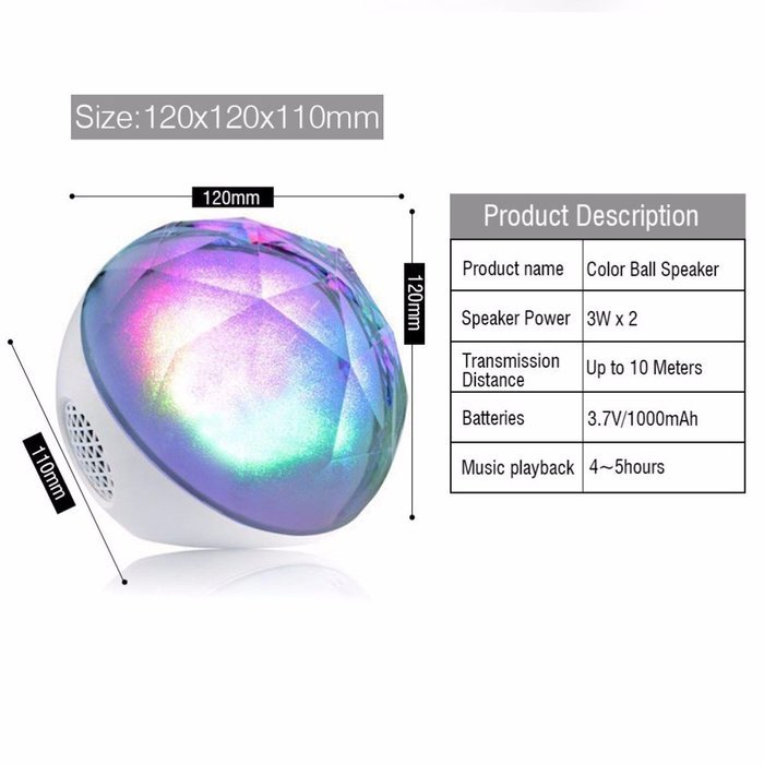 Bluetooth Speakers,ELEGIANT Hi-Fi Portable Wireless Stereo Speaker with Remote Control,LED Color Changing Ball... N21
