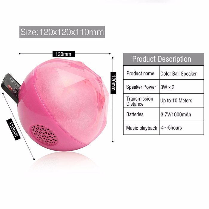 Bluetooth Speakers,ELEGIANT Hi-Fi Portable Wireless Stereo Speaker with Remote Control,LED Color Changing Ball... N27