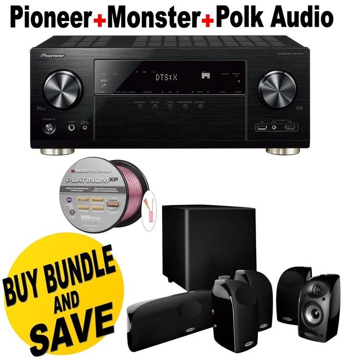 Pioneer VSX-1131 7.2-Channel AV Receiver with MCACC built-in Bluetooth and Wi-Fi + Polk Audio 5.1 TL1600 Speaker...