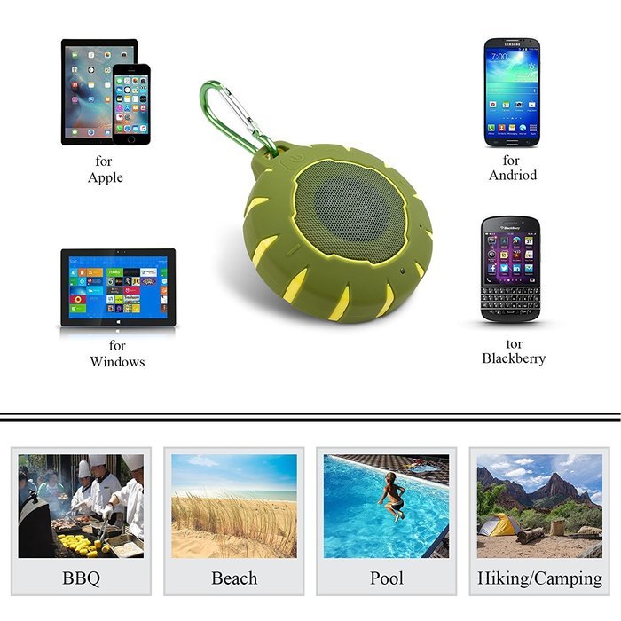 Waterproof Bluetooth Speaker, iXCC Portable Wireless Bluetooth 4.0 Speaker with Rich Bass, Hands-free Microphone... N14