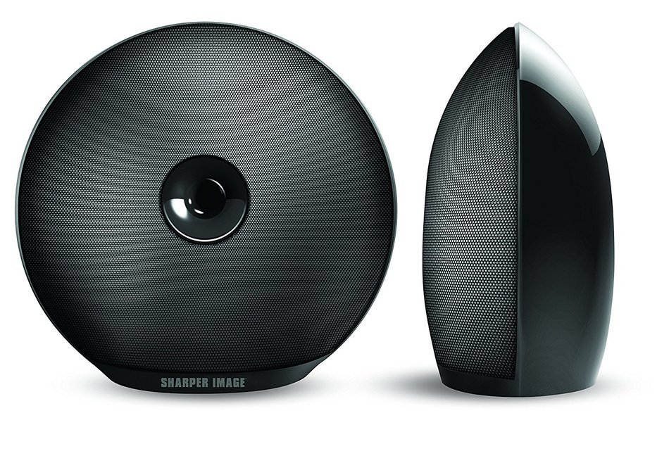 Sharper Image SBT622BK Bluetooth Wireless Stereo Speaker Set, Rechargeable Sound System, Black