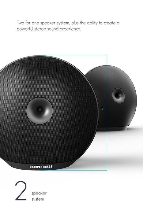 Sharper Image SBT622BK Bluetooth Wireless Stereo Speaker Set, Rechargeable Sound System, Black N4