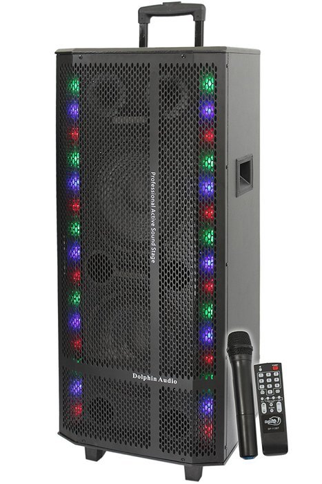 Dolphin SP-113BT Bluetooth 2100W Karaoke Party Speaker System with Wireless Microphone, LED Lights, SD/USB MP3...