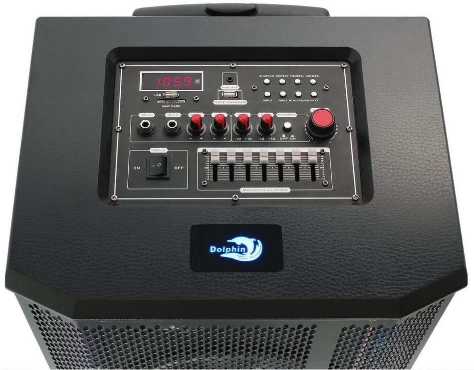Dolphin SP-113BT Bluetooth 2100W Karaoke Party Speaker System with Wireless Microphone, LED Lights, SD/USB MP3... N3