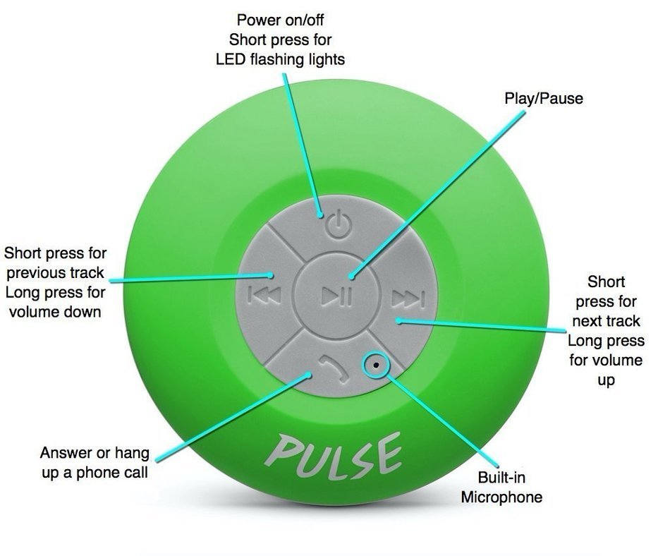 CSJ Sound Pulse Wireless Pulse Bluetooth 4.0 Waterproof Speaker - Black N11