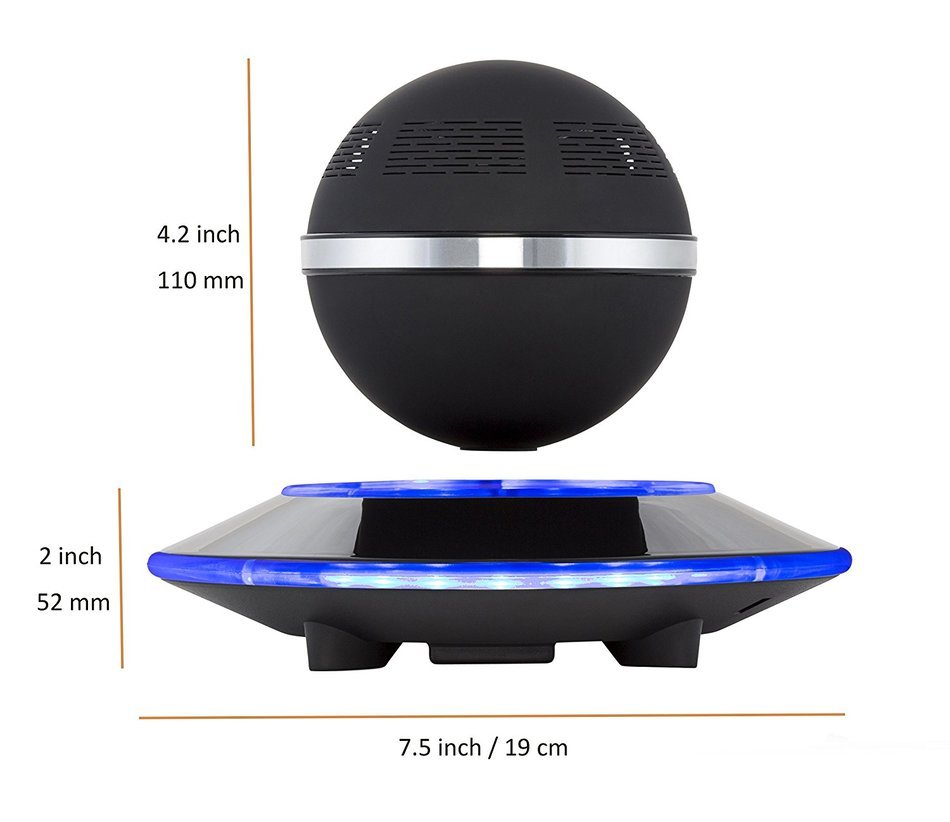Levitating Bluetooth Speaker - Floating Wireless Speaker - SciFi Speaker by Wasserstein (Black) N7