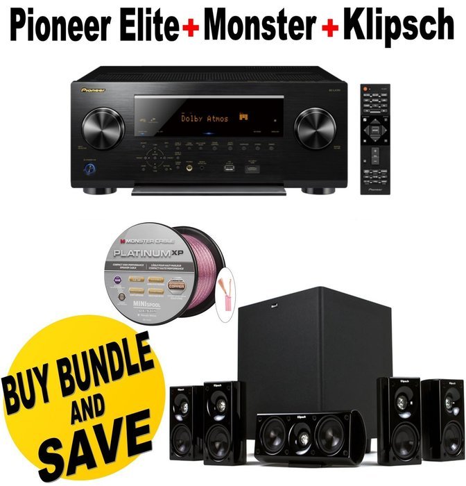 Pioneer Network AV Receiver Audio & Video Component Receiver,Black (SC-LX701) + Klipsch HDT-600 Home Theater System...