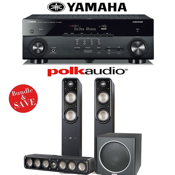 Yamaha AVENTAGE RX-A660BL 7.2-Ch Network AV Receiver + Polk Audio S55 + Polk Audio S35 + Polk Audio PSW110 - 3.1...