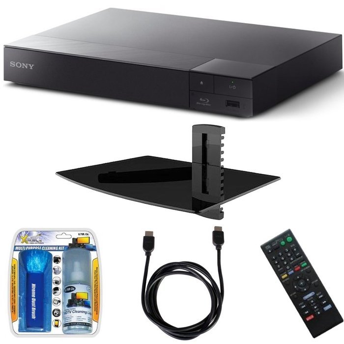 Sony BDP-S3700 Streaming Blu-ray Disc Player with Wi-Fi w/ Cleaning Kit and HDMI Cable Bundle N13