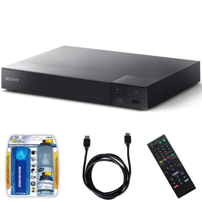 Sony BDP-S3700 Streaming Blu-ray Disc Player with Wi-Fi w/ Cleaning Kit and HDMI Cable Bundle N16
