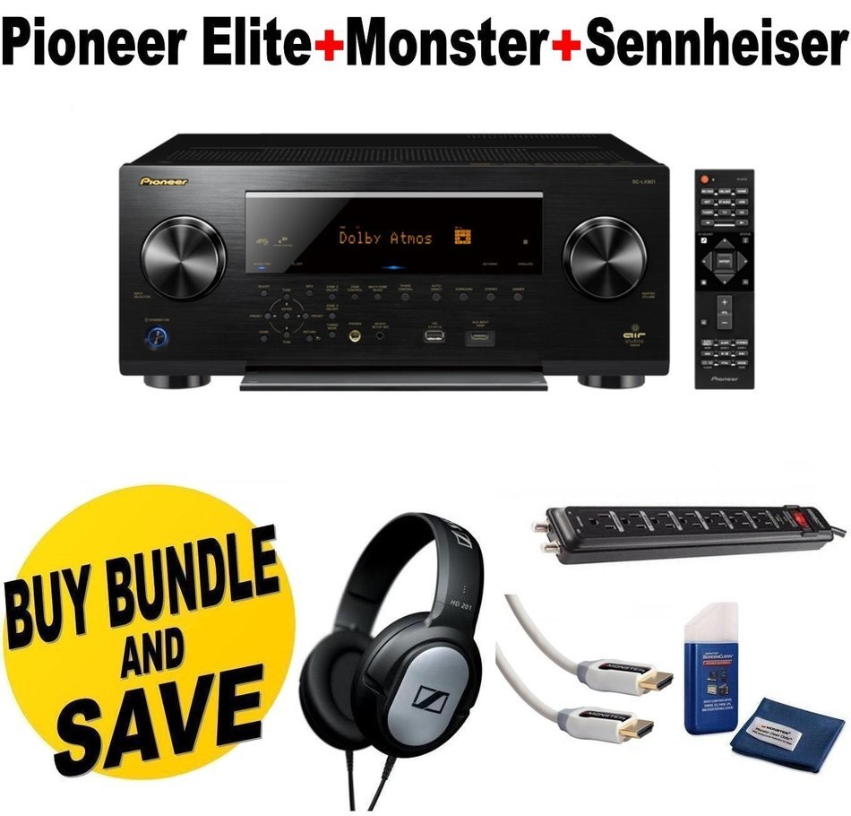 Pioneer Elite 11.2 Channel Class D3 Network AV Receiver (SC-LX901)+ Sennheiser HD201 Lightweight Over-Ear Binaural...