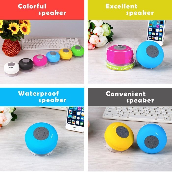 Ecandy Bluetooth Shower Speaker, Water Resistant, Hands Free Portable Speakerphone with Mic, Control Buttons and... N14