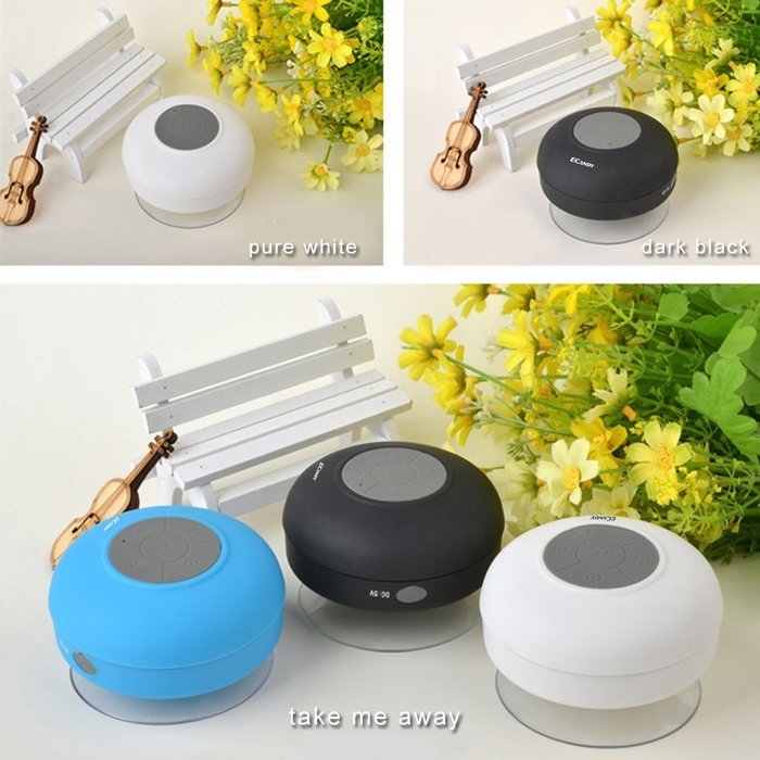 Ecandy Bluetooth Shower Speaker, Water Resistant, Hands Free Portable Speakerphone with Mic, Control Buttons and... N18