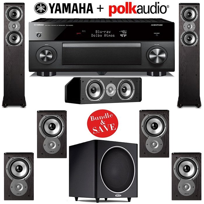 Yamaha RX-A1060BL AVENTAGE 7.2-Channel Dolby Atmos Network A/V Receiver + Polk Audio TSi 300 + Polk Audio TSi...