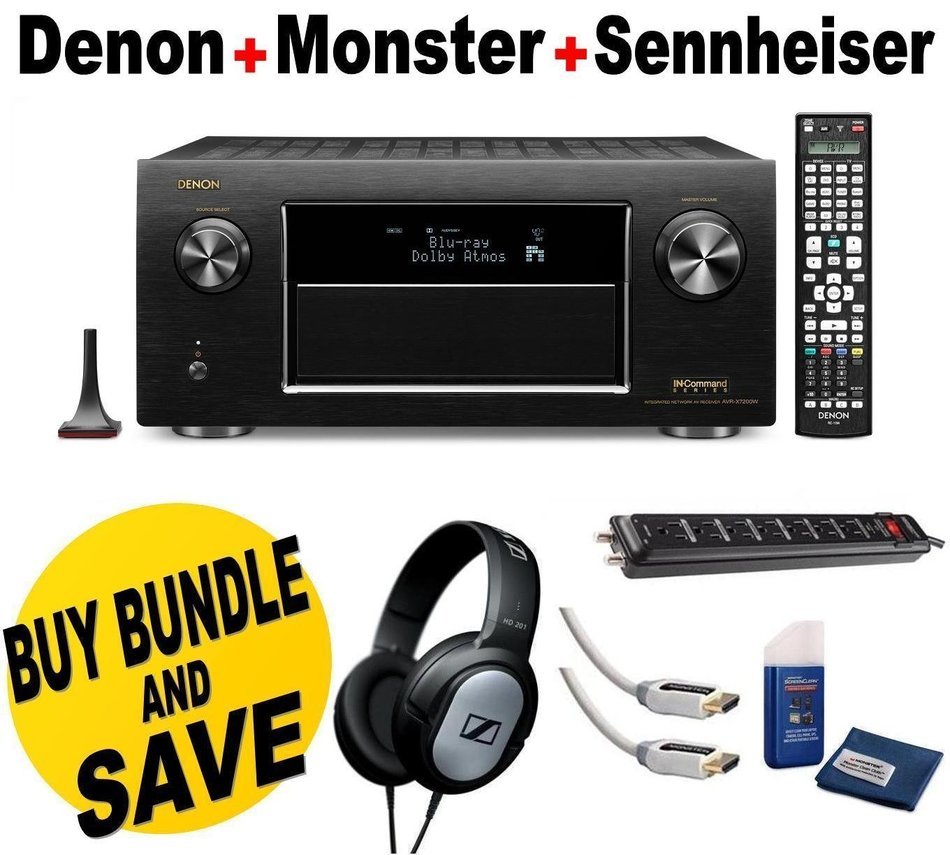 Denon AVRX7200WA 9.2 Channel Full 4K Ultra HD A/V Receiver with Bluetooth and Wi-Fi + Sennheiser HD201Headphones...