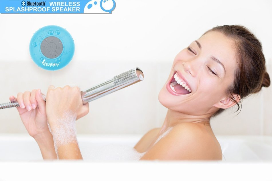 Guppy&reg; Water Resistant Bluetooth Shower Speaker - Wireless Portable Audio, New 2015 Model - Kid-friendly, Built-in... N14