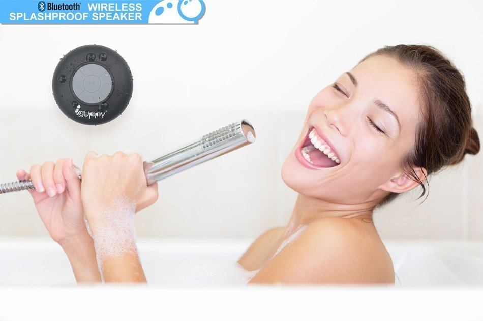 Guppy&reg; Water Resistant Bluetooth Shower Speaker - Wireless Portable Audio, New 2015 Model - Kid-friendly, Built-in... N48