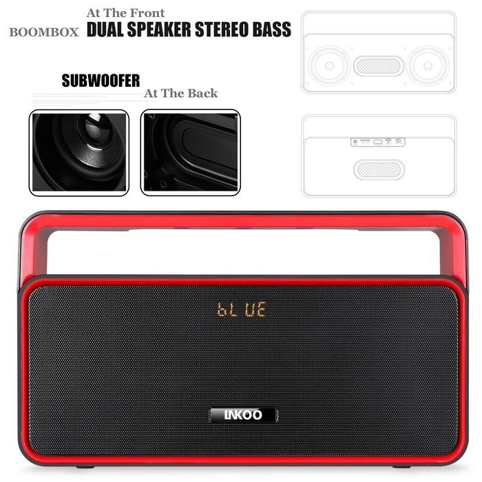 Bluetooth Stereo Speakers Portable, LNKOO Classic Sound Cannon Wireless Powerful Sound with Enhanced Bass Surround... N2