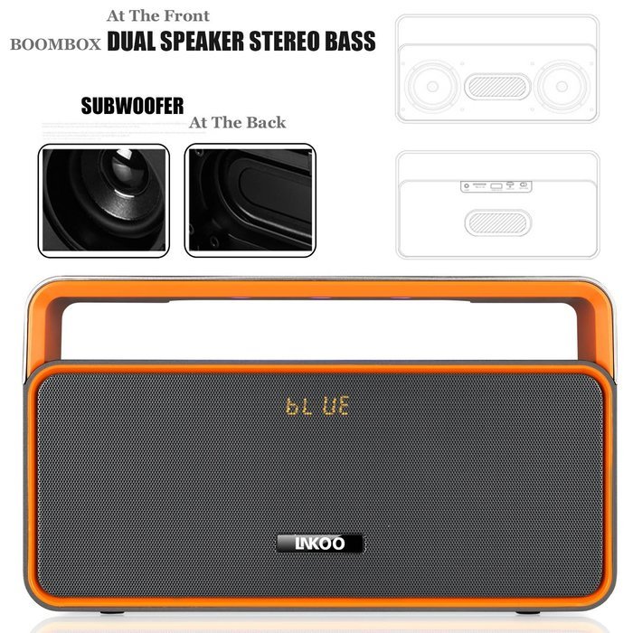 Bluetooth Stereo Speakers Portable, LNKOO Classic Sound Cannon Wireless Powerful Sound with Enhanced Bass Surround... N16