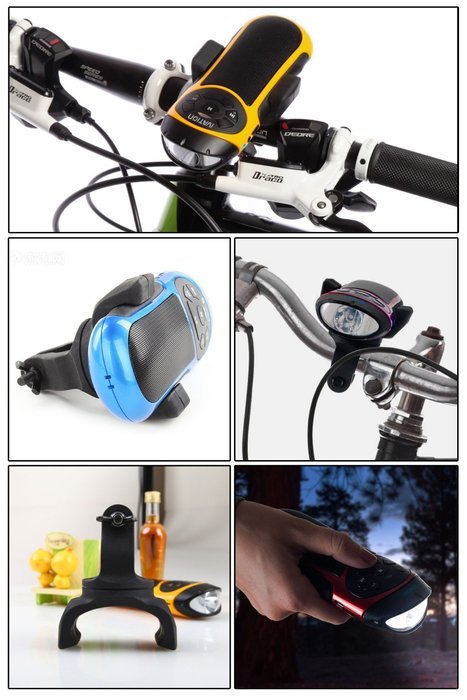 Ivation Bike Beakin: Portable Rechargeable Bluetooth Speakers & MP3 Player w/ MicroSD Card Slot, AUX Input, FM... N3