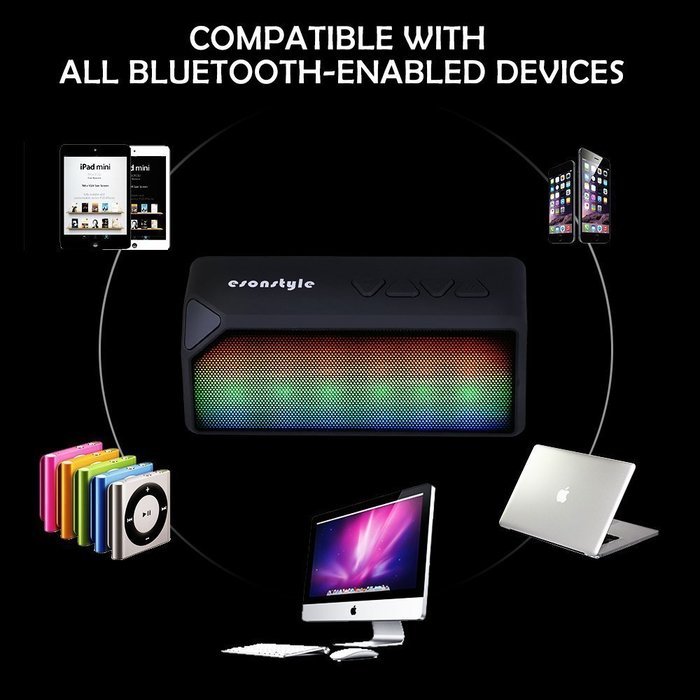 Esonstyle Mini Wireless Bluetooth Speaker with Color Changing LED Lights,Built-in Mic, AUX ,TF Audio, FM Radio... N6