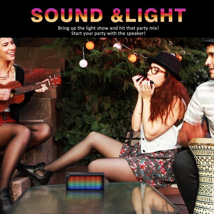 Esonstyle Mini Wireless Bluetooth Speaker with Color Changing LED Lights,Built-in Mic, AUX ,TF Audio, FM Radio... N7