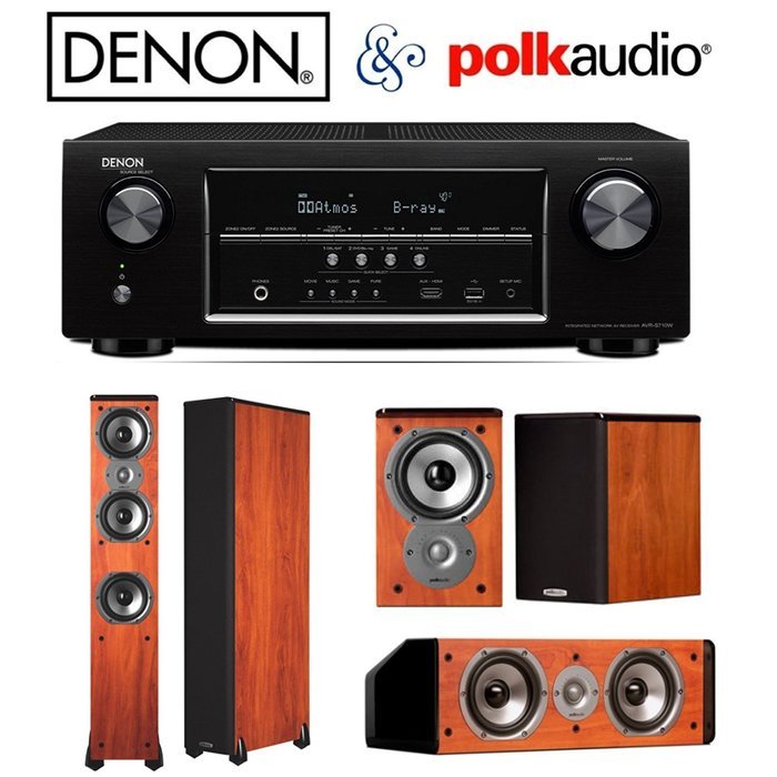 Denon AVR-S710W 7.2 Channel Full 4K Ultra HD A/V Receiver + A Polk Audio TSi Series Home Theater Speaker Package... N8