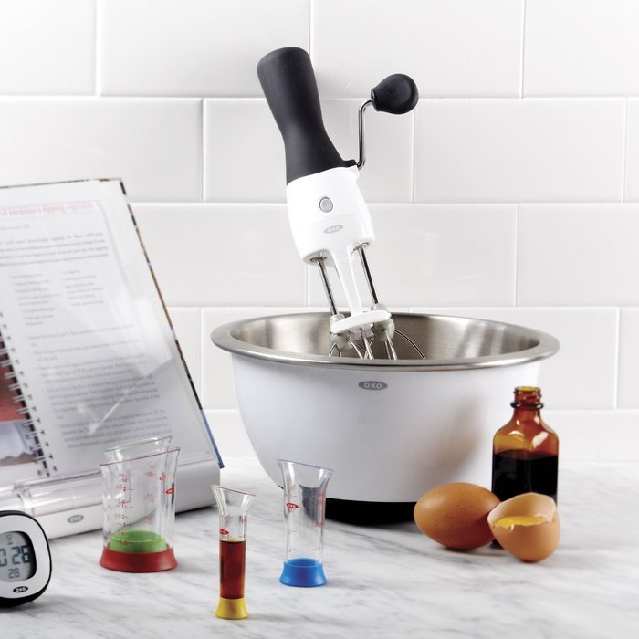 OXO Good Grips 3-Piece Stainless-Steel Mixing Bowl Set, White N3