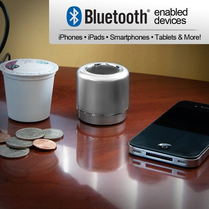 Mini-BOOM Wireless Bluetooth Speaker with Rechargeable Battery (Silver) N3