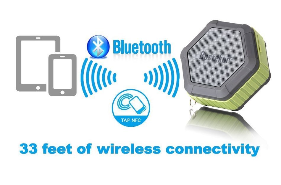 Bluetooth Speakers, Besteker Portable Wireless Speakers IP67 Waterproof NFC Pairing Function 2-in-1 USB Cable... N3