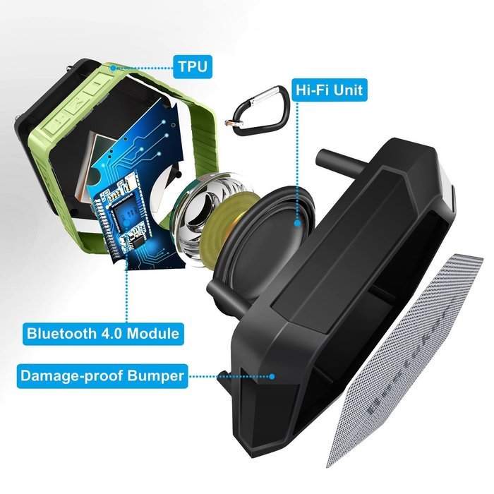 Bluetooth Speakers, Besteker Portable Wireless Speakers IP67 Waterproof NFC Pairing Function 2-in-1 USB Cable... N9