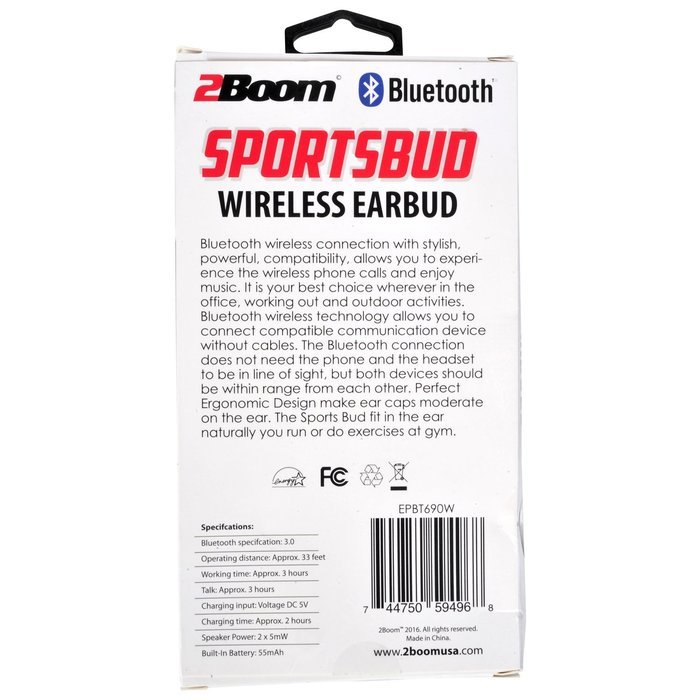 2BOOM Sportsbud Wireless Earbuds Black N3
