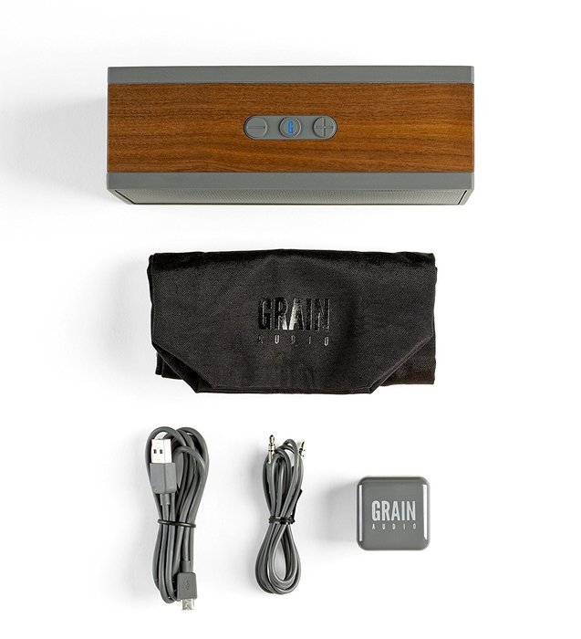 Grain Audio PWS.01 Packable Encased Bluetooth Wireless Speaker System with 8 Hour Rechargeable Battery (Walnut) N4