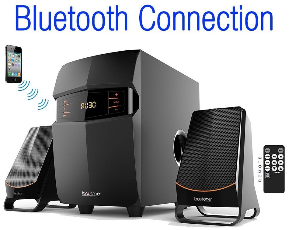 Boytone BT-3685F, Wireless Bluetooth 2.1 Multimedia Powerful Bass System with FM Radio, Remote Control, Aux Port...