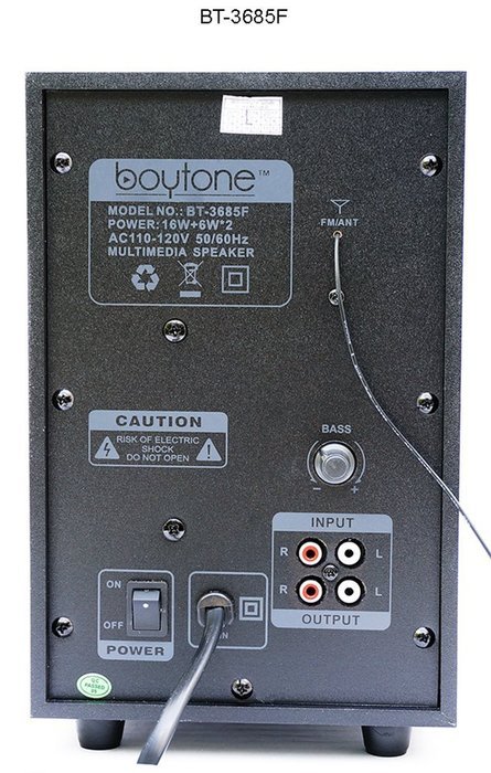 Boytone BT-3685F, Wireless Bluetooth 2.1 Multimedia Powerful Bass System with FM Radio, Remote Control, Aux Port... N5