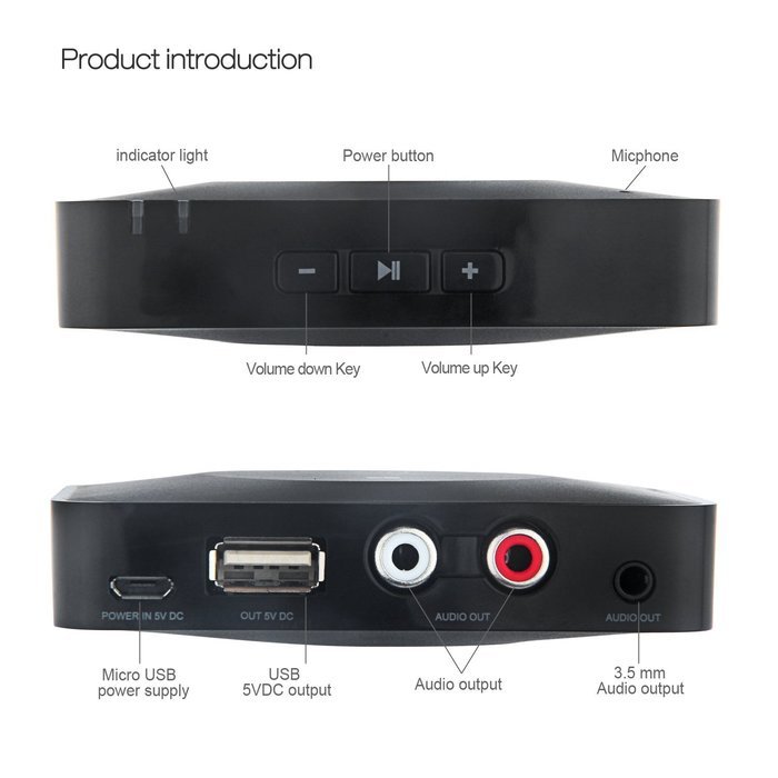 Hapurs Bluetooth Music Receiver, NFC-enabled Bluetooth Audio Receiver Adapter for Home Stereo Sound System, Wireless... N5