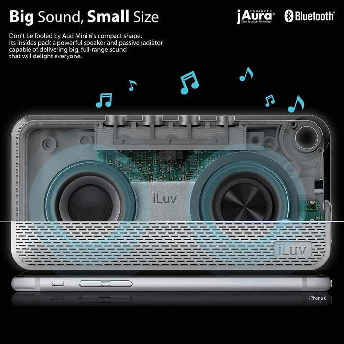 iLuv Aud Mini 6 (AUDMINI6) Slim Portable Weather-Resistant Bluetooth Speaker for iPhone, iPad, and other Smart... N4