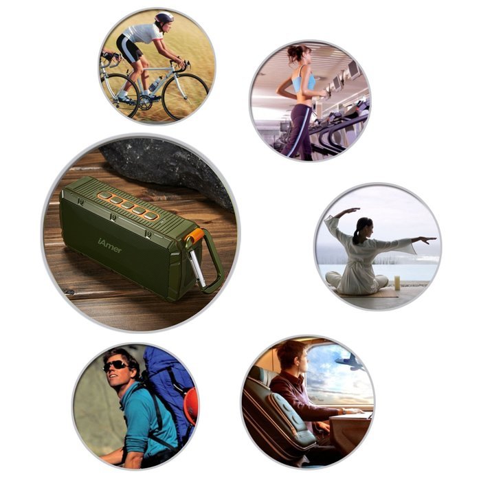 Bluetooth Speaker, iAmer Waterproof IPX6 Outdoor Sports Wireless Portable Speaker with 2 x 5W Drivers Enhanced... N6