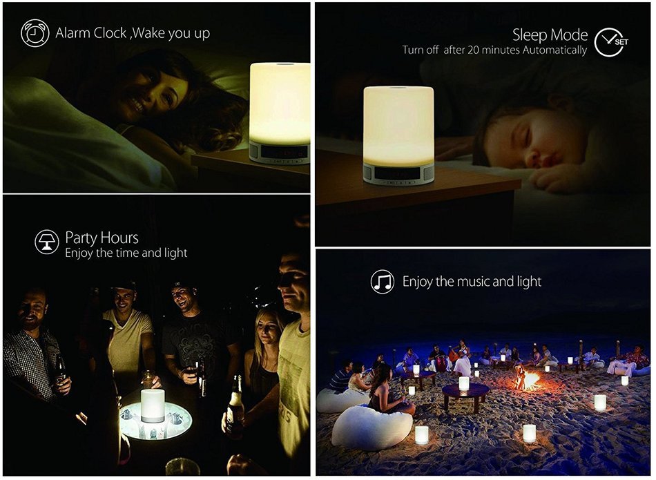Volare-HK Dimmable Touch Control LED Night Lights with Bluetooth 4.0 Speaker N7