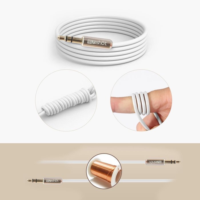 Sunshot 4.9 Feet (1.5M) 3.5MM Universal Male to Male Stereo Audio Cable - Step Down Design Black N2