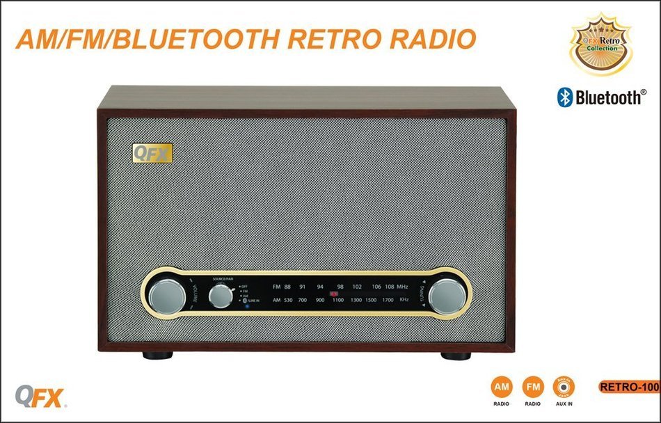 QFX RETRO-100 Retro Collection Bluetooth AM/FM Radio N2