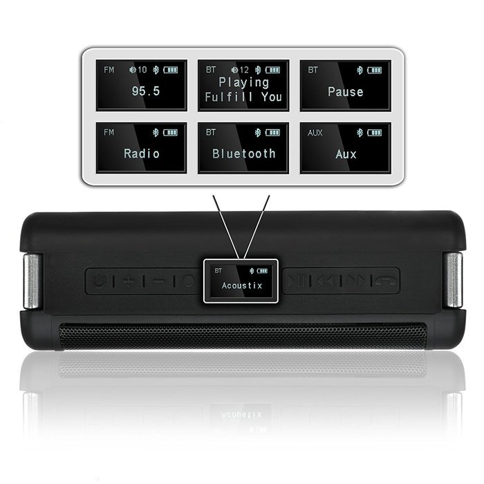 Portable Waterproof Bluetooth Speakers w/ FM Radio & LCD Display, IPX7 Water Resistant & Shockproof - Ultimate... N4