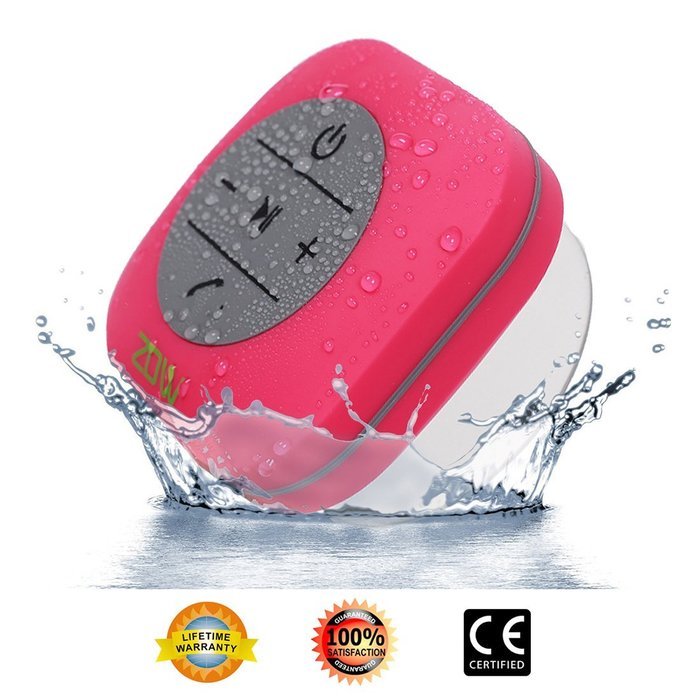ZDW Bluetooth shower Speaker with Suction Cup Waterproof for Beach Poolside Boat Car Outdoor Use -Pink N2