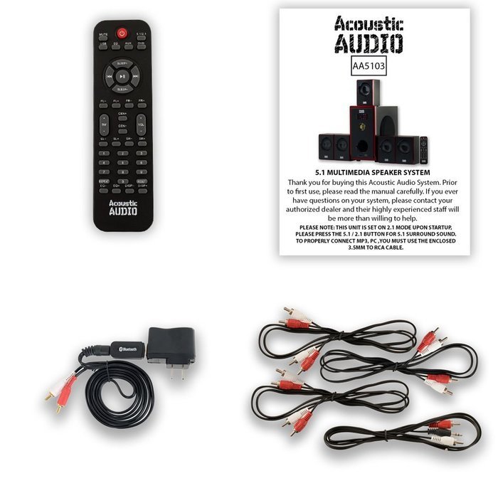 Acoustic Audio AA5103 800W 5.1 Channel Home Theater Surround Sound Speaker System with Bluetooth AA5103B N2