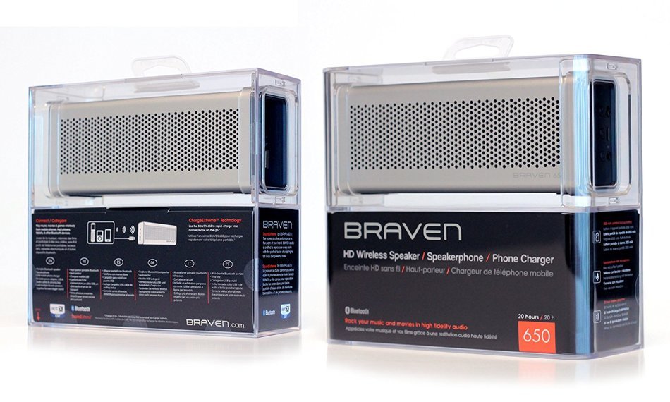 Braven BZ650SBA 650 Wireless Bluetooth Speaker/PowerBank - Retail Packaging - Silver N3