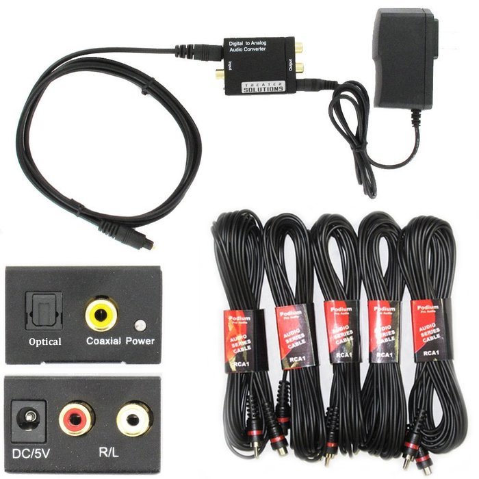 Theater Solutions TS511 Home Theater 5.1 Speaker System with Optical Input and 5 Extension Cables N3