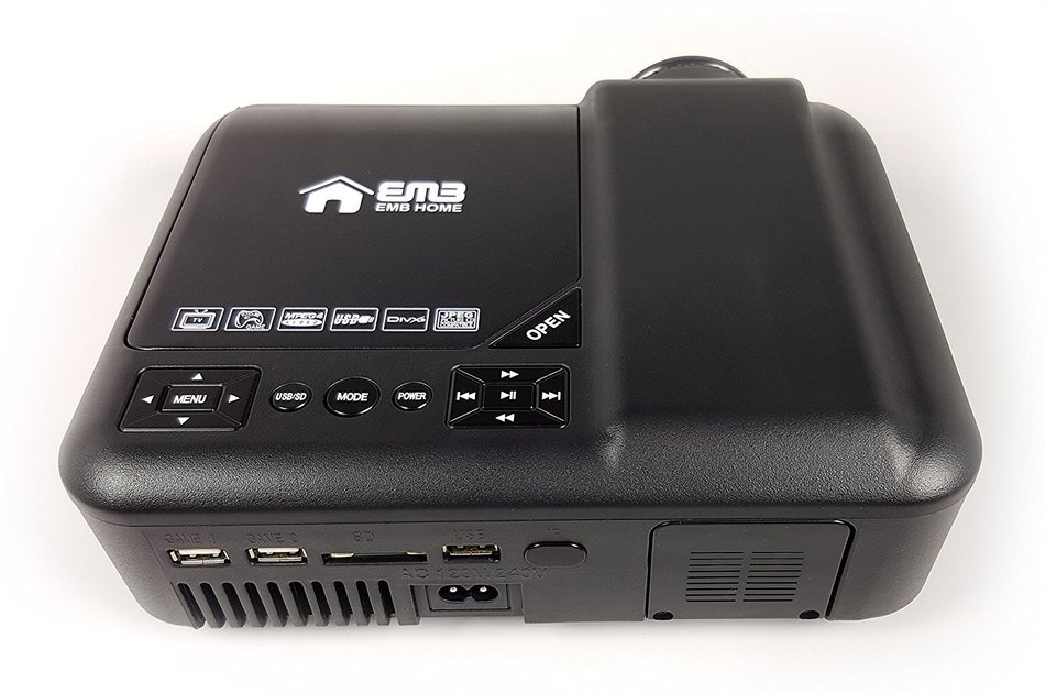 EMB Home - EBP200 - Portable HDMI DVD LED Projector 60 ANSI Lumens w/ USB and SD Card for Home Cinema Theater... N4