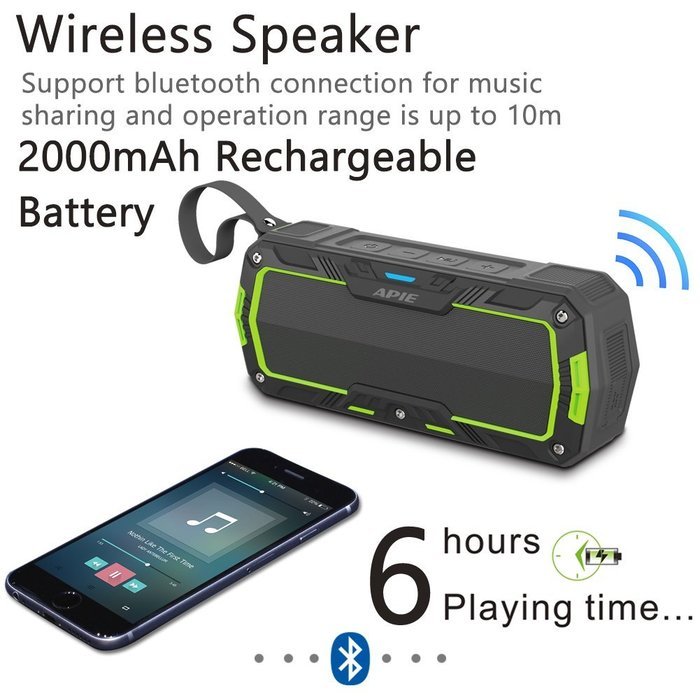 APIE Portable Bluetooth Speakers Outdoor Wireless Speakers (Dual 10W Drivers, IP65 Waterproof / Dustproof, Enhanced... N4